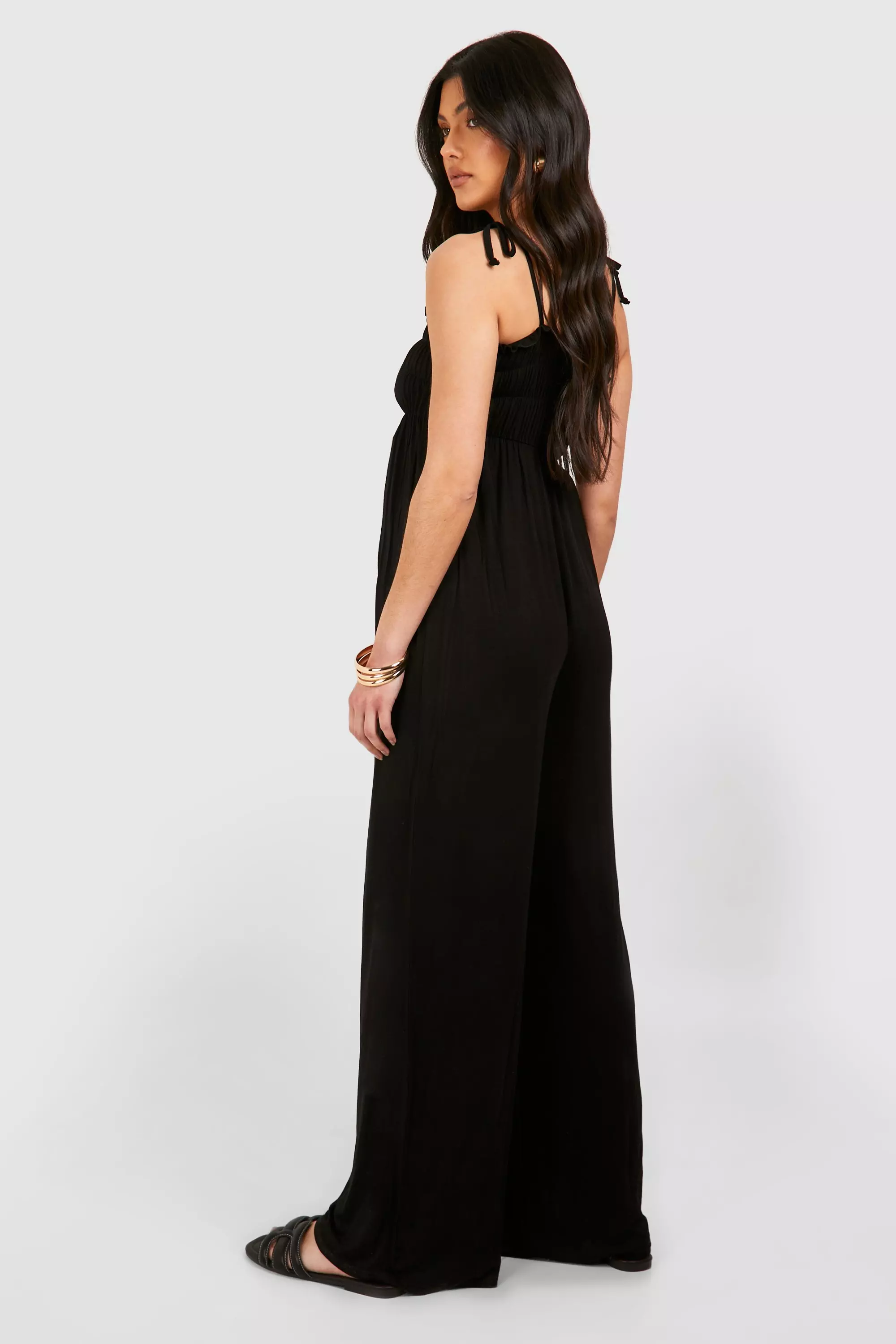 Black Maternity Shirred Strappy Jumpsuit alternative image