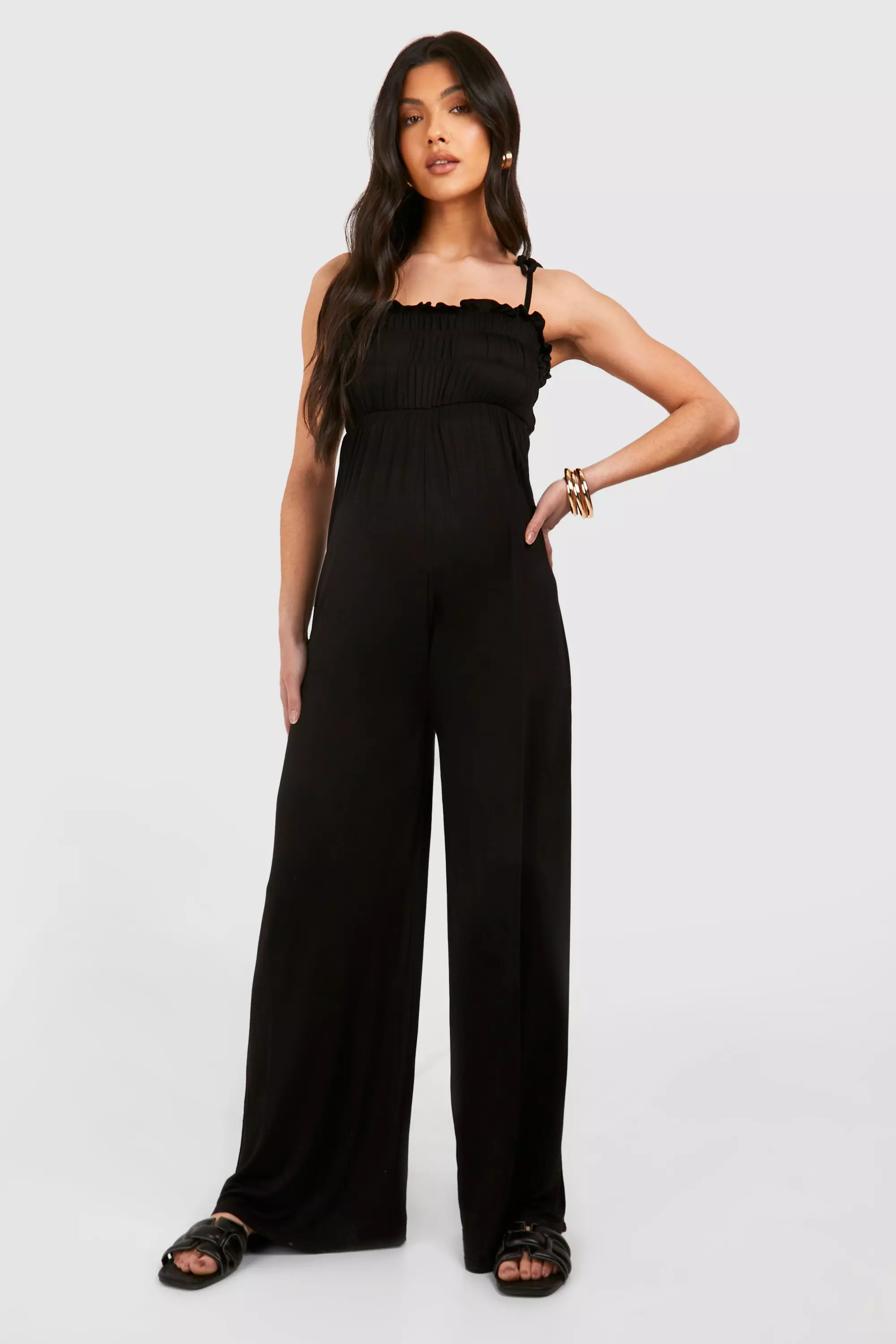 Black Maternity Shirred Strappy Jumpsuit alternative image