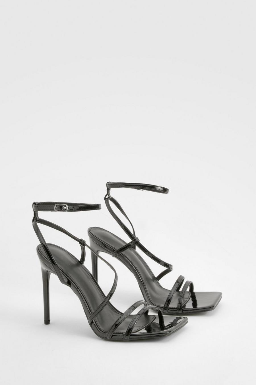Black Strappy Asymmetric Heels image number 1