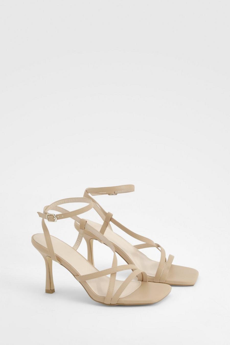 Nude Asymmetric Strappy Cross Over Heels image number 1