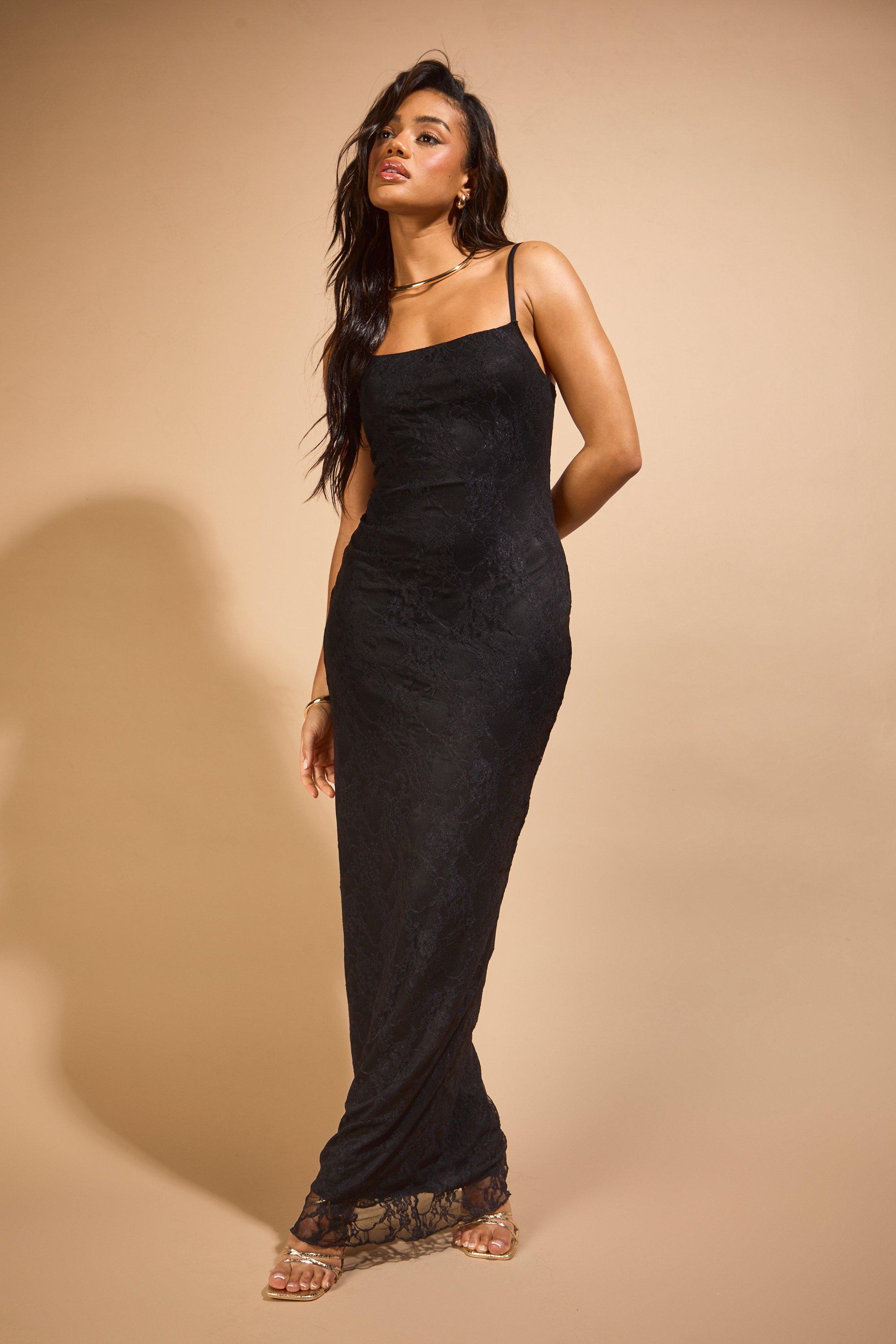 Boohoo maxi dress black best sale