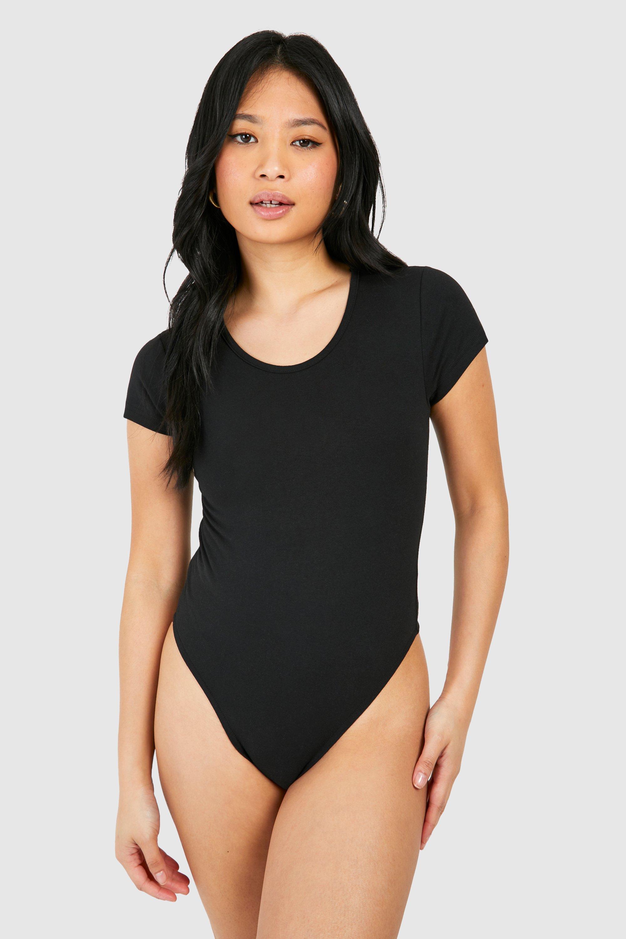 Petite Cotton Short Sleeve Bodysuit boohoo