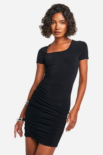 Black Tall Asymmetric Mini Dress