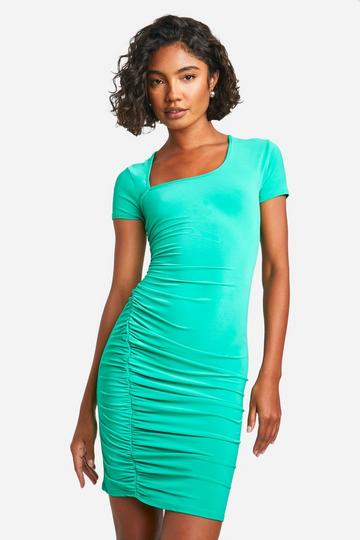 Tall Asymmetric Mini Dress bright green