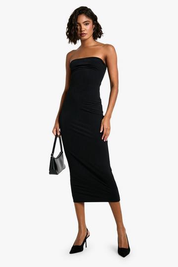 Black Tall Premium Matt Slinky Bandeau Midaxi Dress