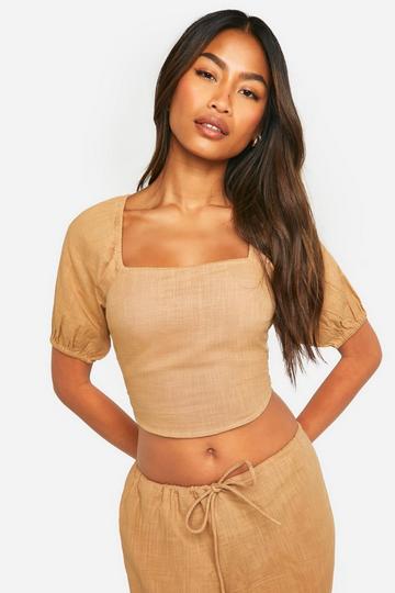 Milkmaid Back Tie Detail Top stone