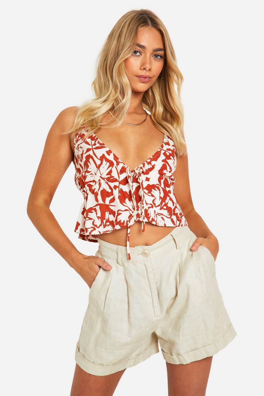 Rust Floral Printed Camisole image number 1
