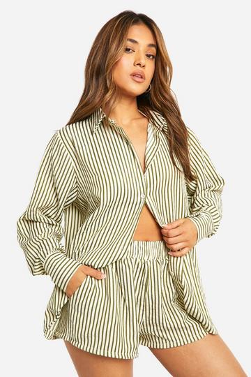 Petite Stripe Beach Shirt green