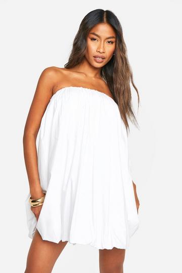 Cotton Puffball Mini Dress white