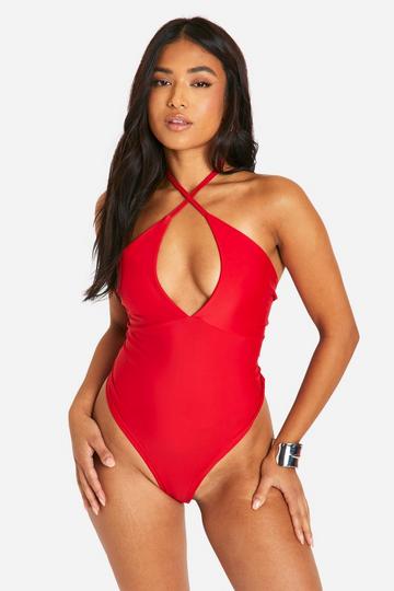 Petite Cross Front Swimsuit red