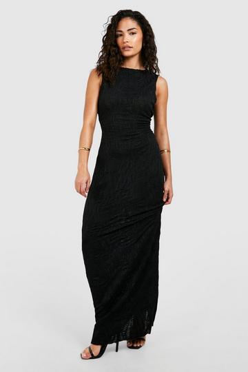 Petite Textured Sleeveless Maxi Dress black