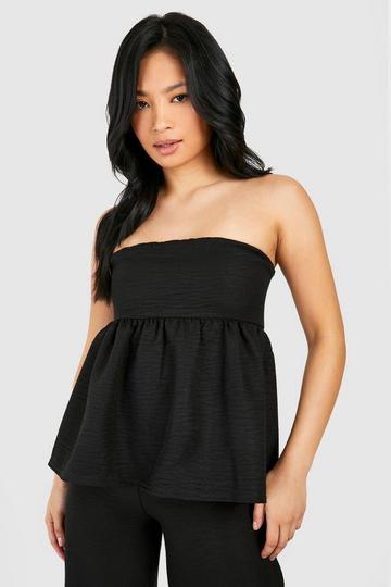 Petite Bandeau Peplum Top Met Textuur black