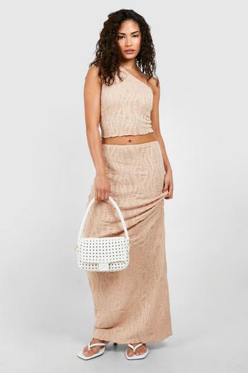 Petite Doorschijnende Maxi Rok Met Textuur stone