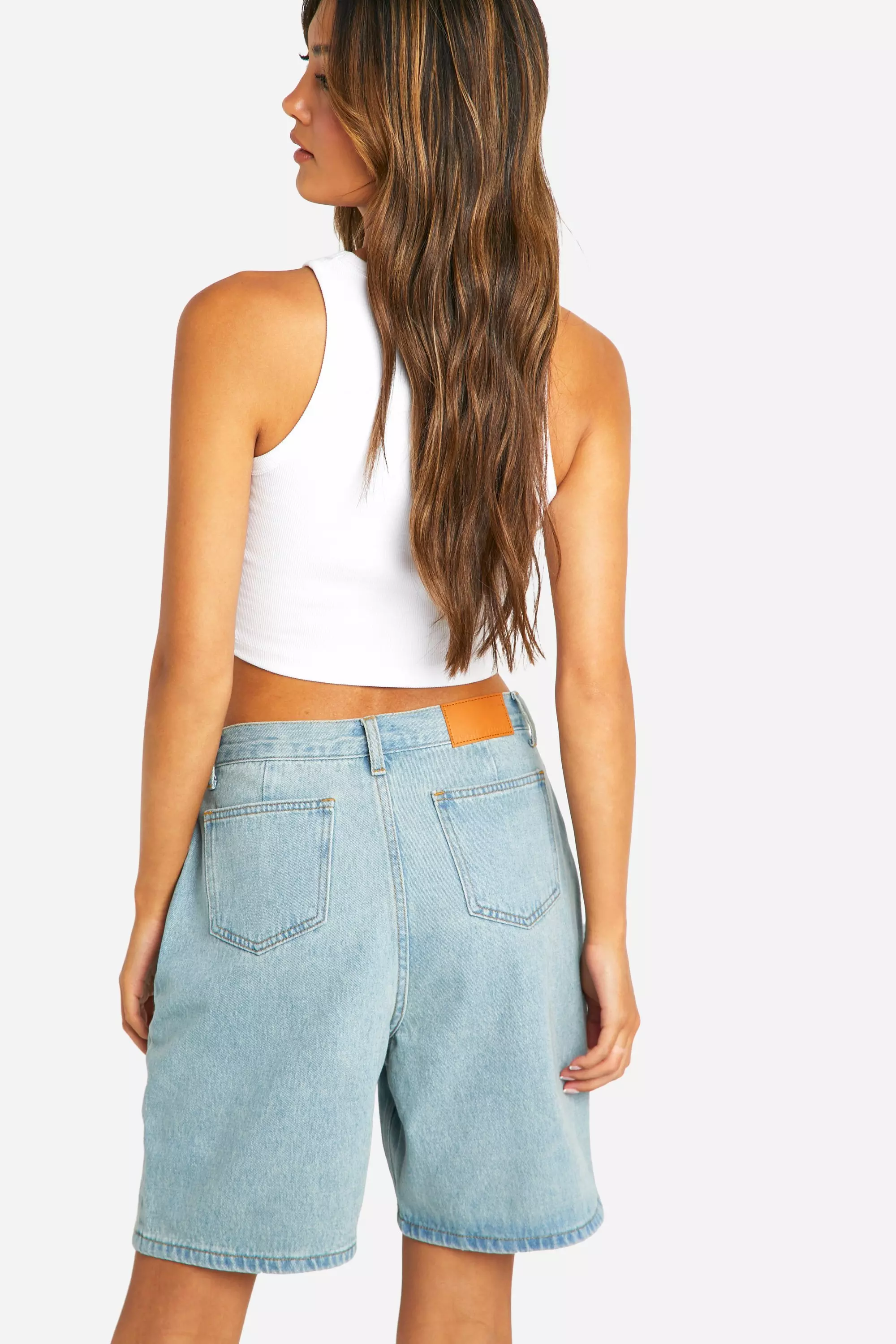 Vintage wash 2 In 1 Overlay Denim Shorts  صورة بديلة