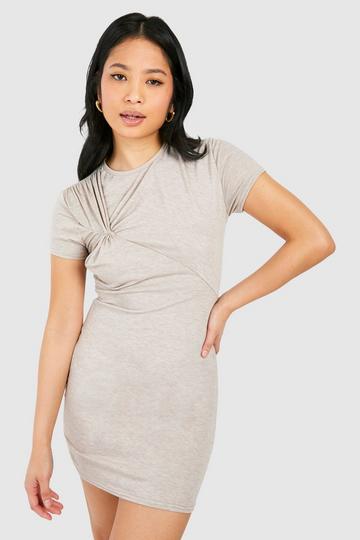 Petite Twist Detail Tshirt Dress oatmeal