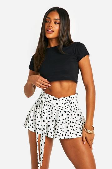 Polka Dot High Waisted Shorts white