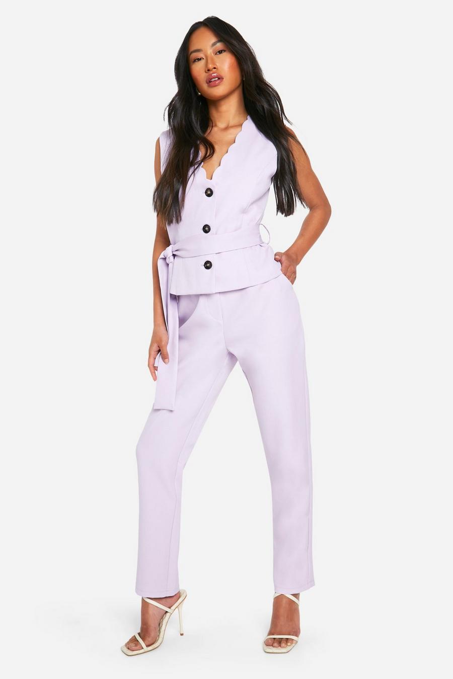 Lilac Slim Fit Ankle Grazer Tailored Trousers image number 1