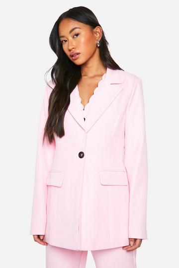 Contrast Button Relaxed Fit Tailored Blazer baby pink