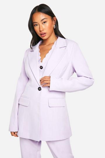 Contrast Button Relaxed Fit Tailored Blazer lilac