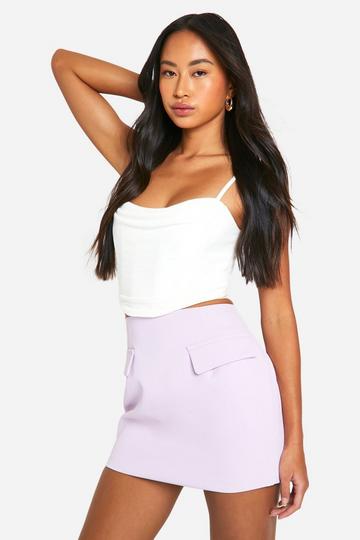 Pocket Tab Detail Micro Mini Skirt lilac