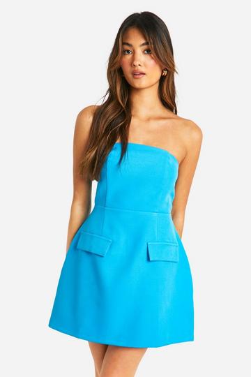 Bandeau Tailored Mini Dress azure