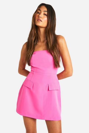 Bandeau Tailored Mini Dress hot pink