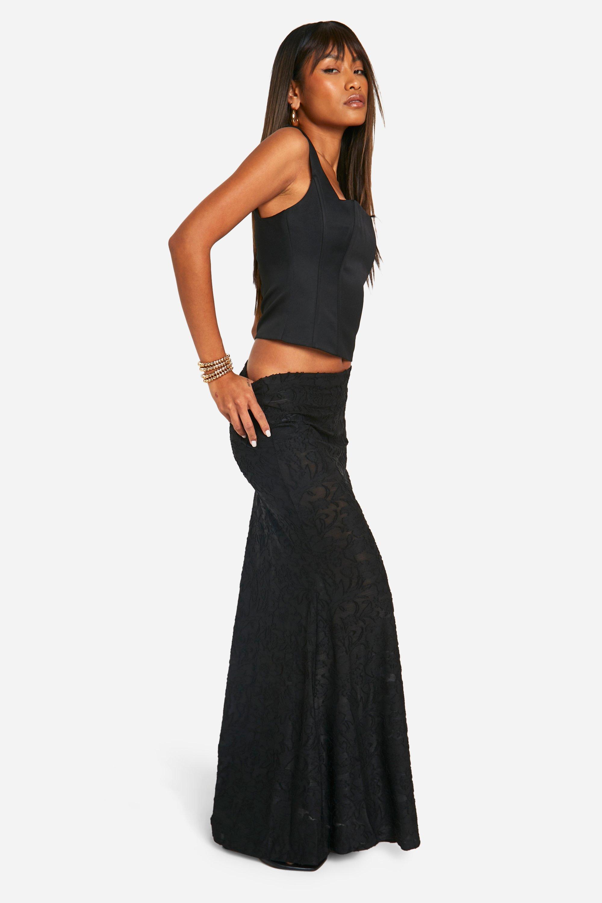 Burnout Floral Lowrise Maxi Skirt boohoo