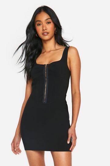 Corset Bengaline Strappy Bodycon Dress black