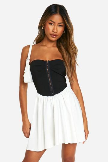 Black Bandeau Bengaline Corset Skater Dress