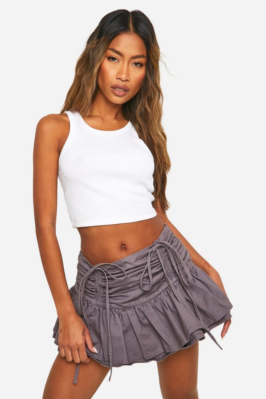 Navy Ruched  Micro Mini Skirt