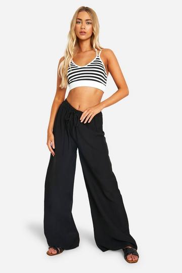 Drawstring Waist Wide Leg Floaty Trouser black