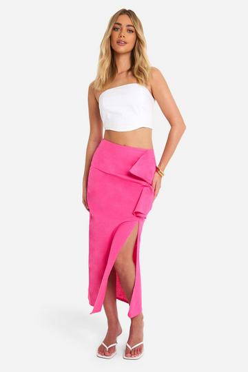 Drape Detail Split Midaxi Skirt hot pink