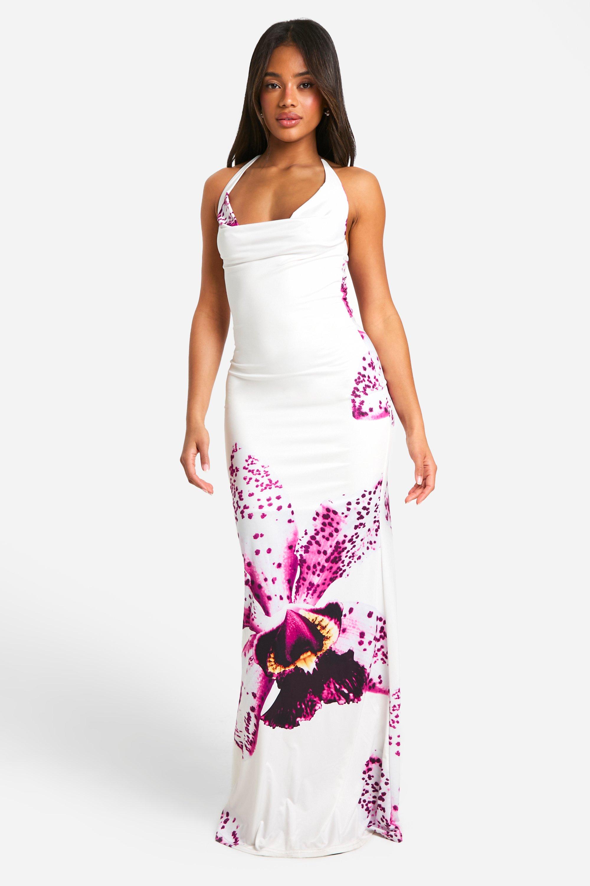 Floral Cowl Neck Slinky Maxi Dress | boohoo USA