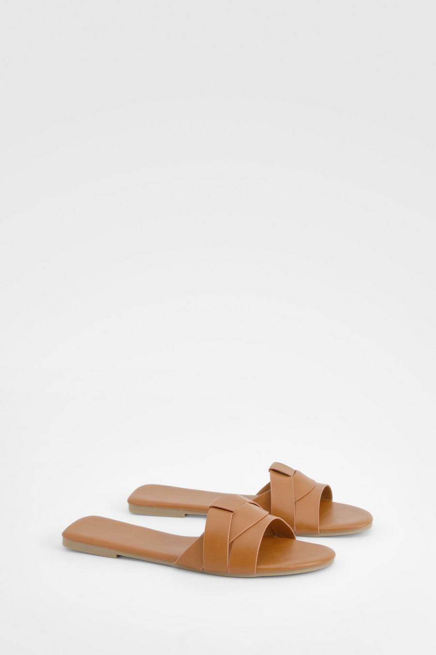 Tan Woven Front Sliders