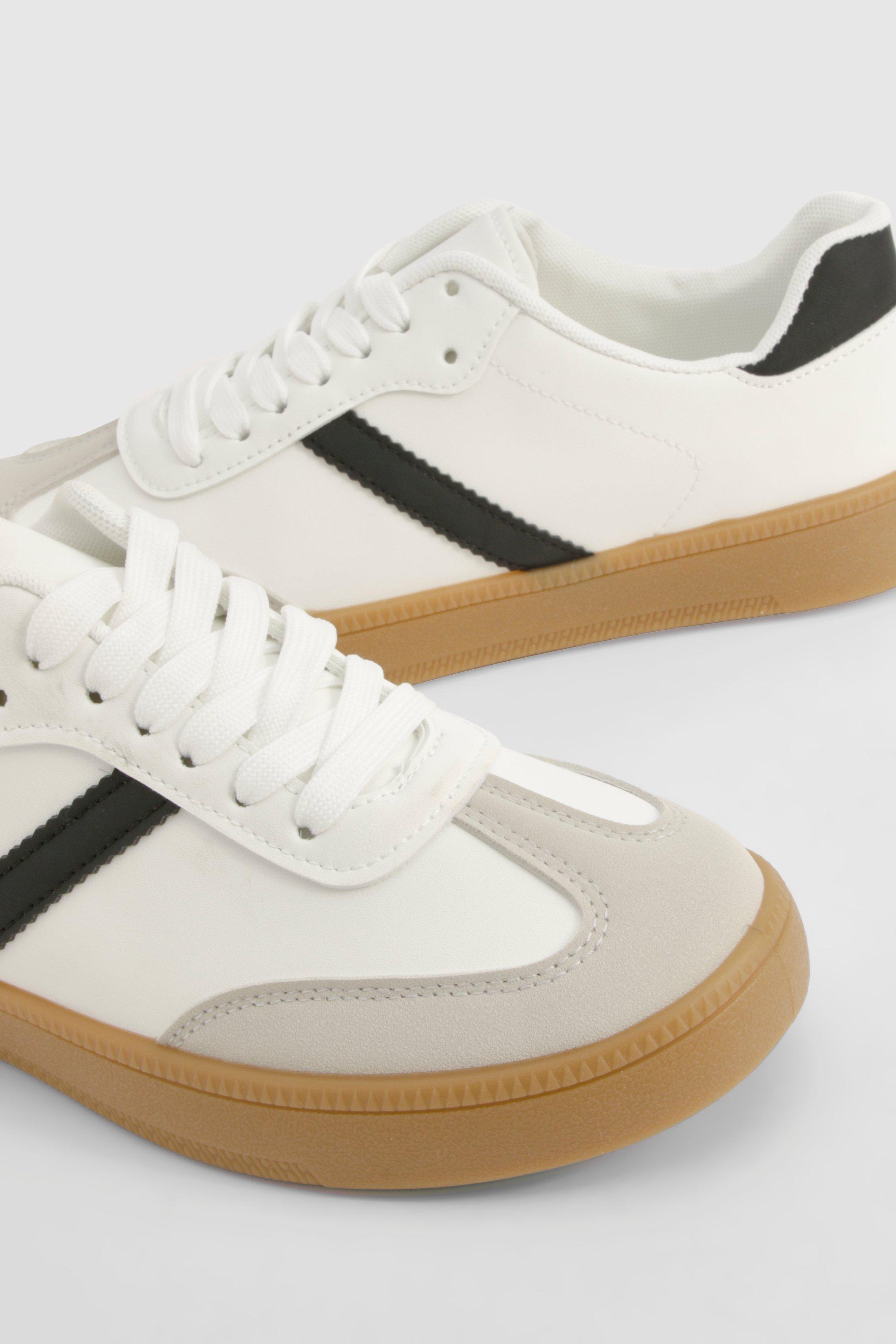 Boohoo Women s Contrast Gum Sole Trainers White