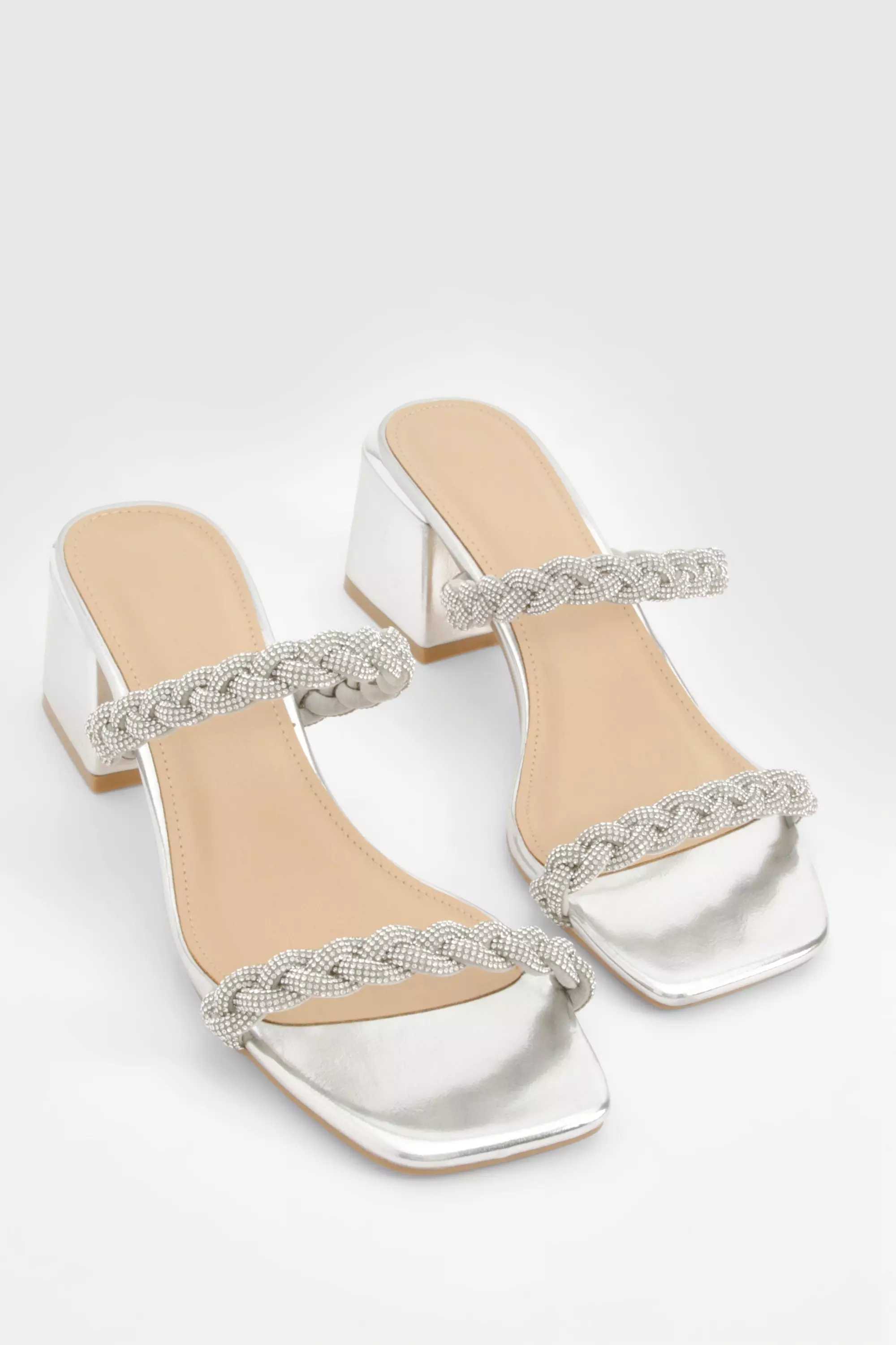 Embellished Strap Low Block Heeled Mules alternative image