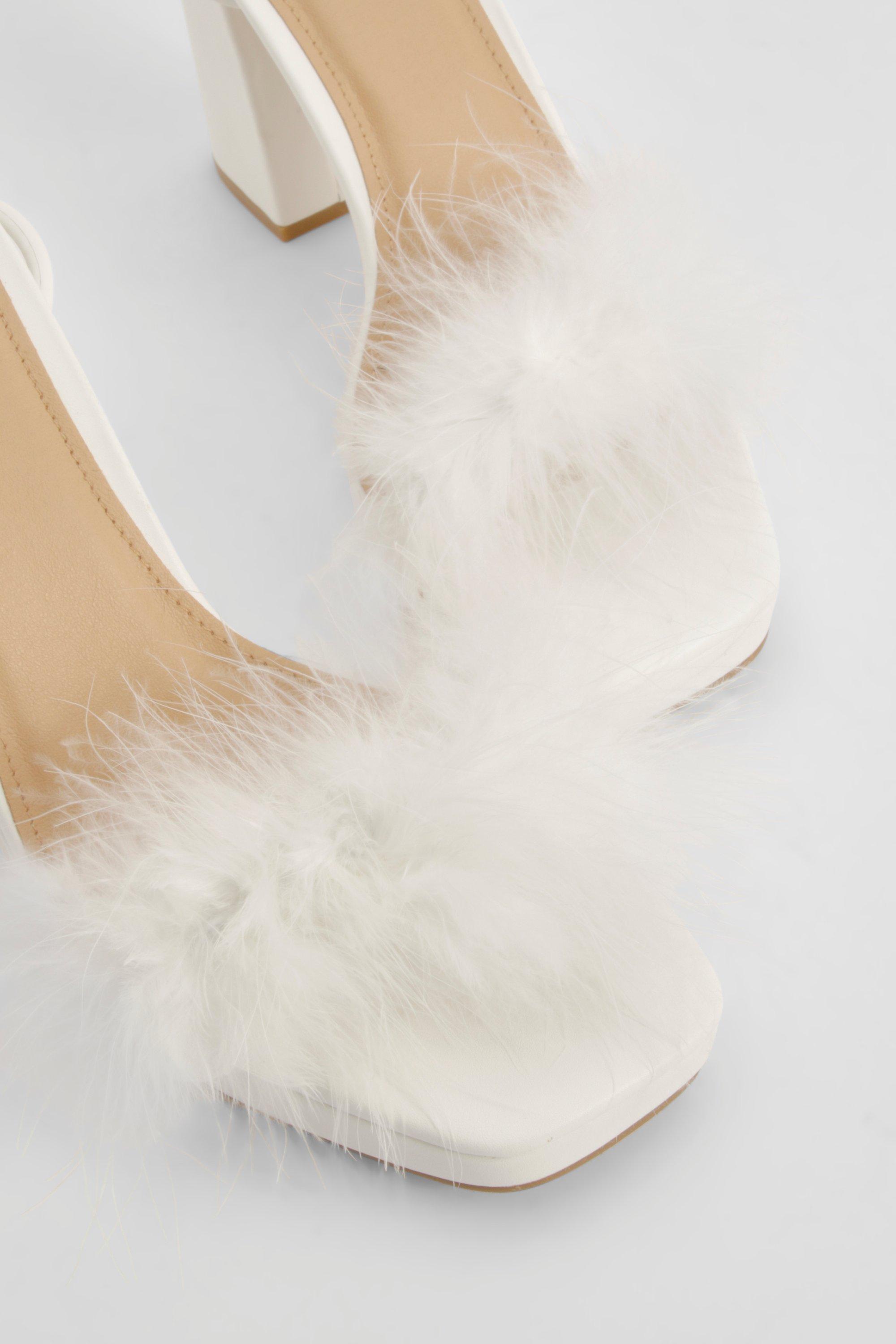 Feather Strap Wrap Up Block Heels | boohoo