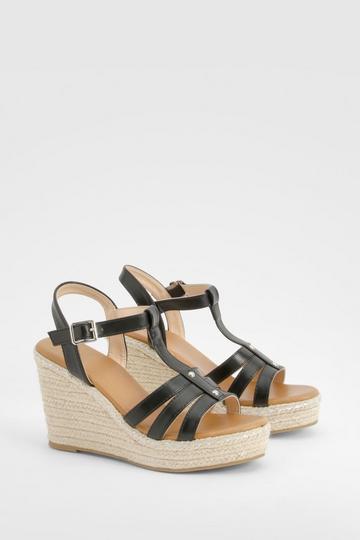 Multi Strap Espadrille Wedges black