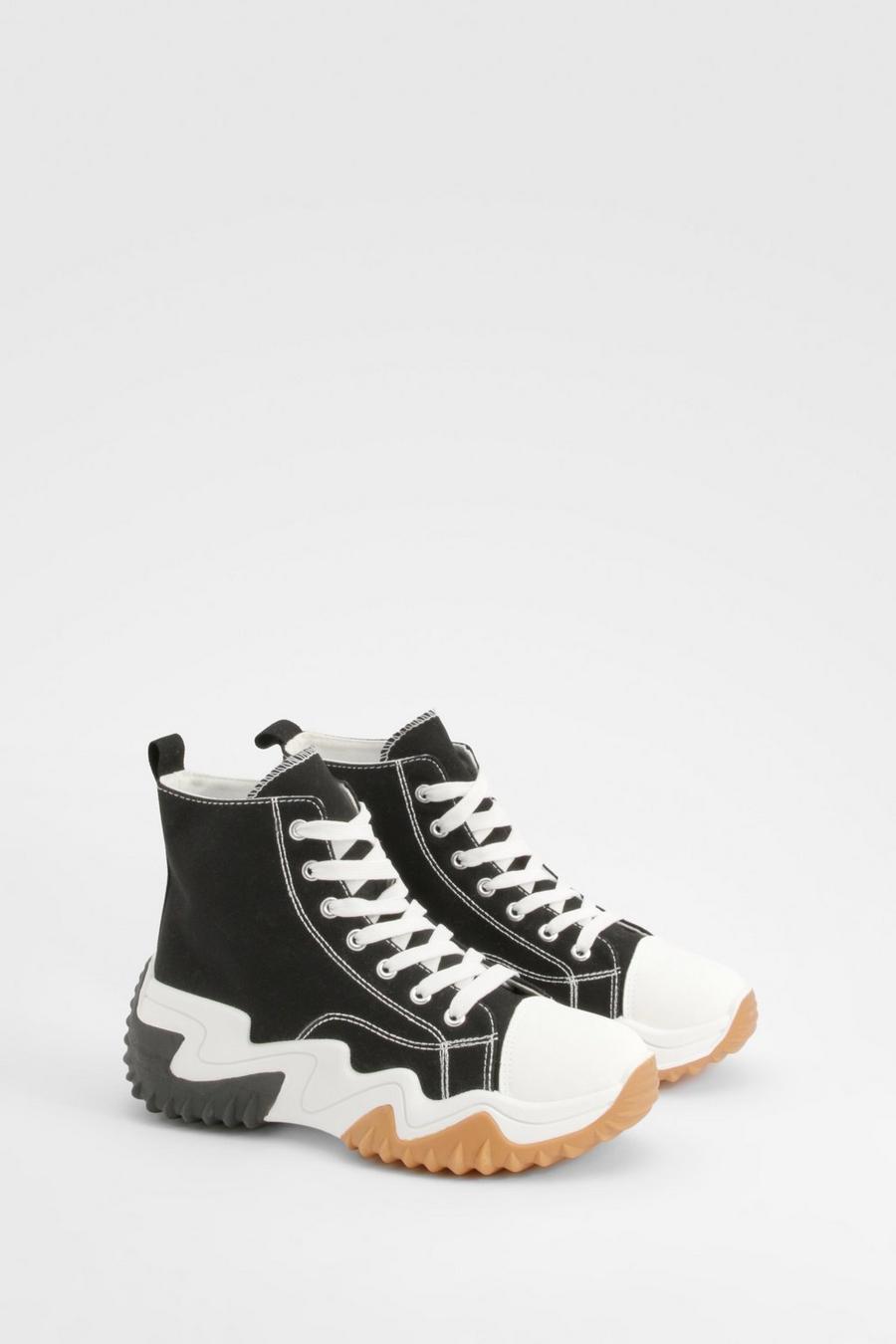 Black Höga sneakers med chunky sula image number 1