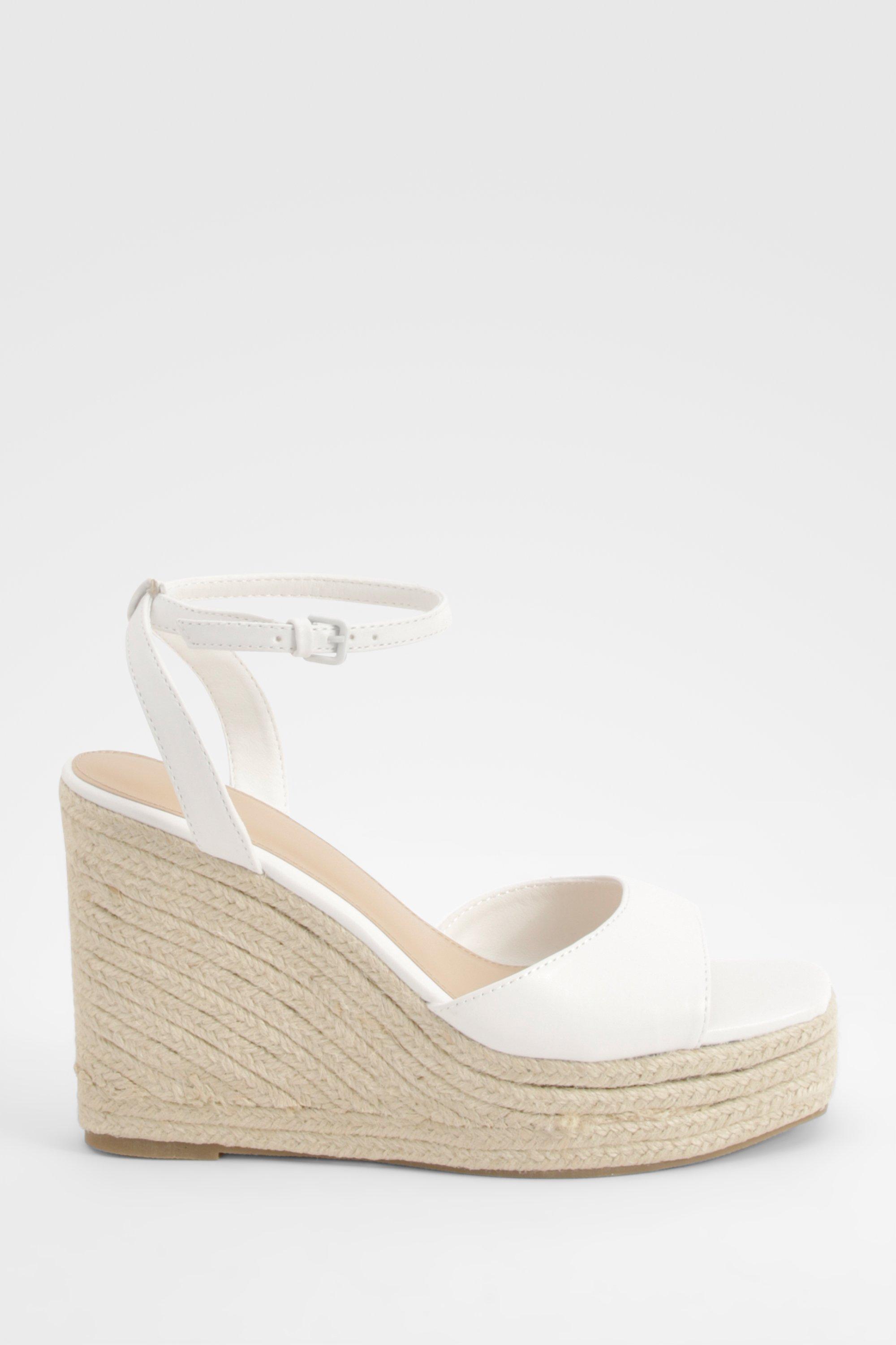 boohoo Peep Toe Espadrille Wedges