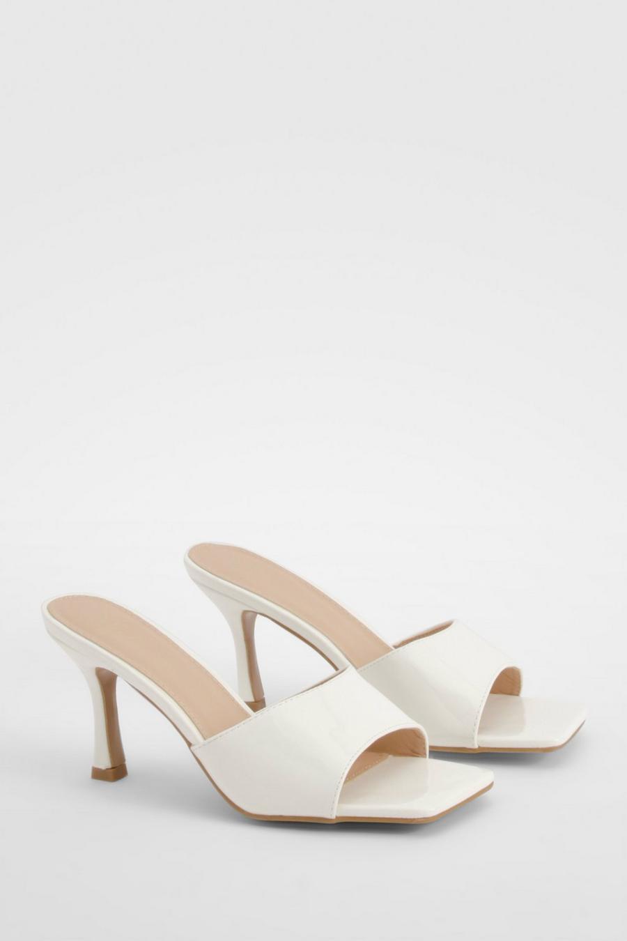 White Patent Heeled Mules image number 1