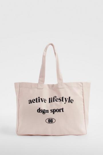 Pink Active Lifestyle Oversized Canvas Tote Bag