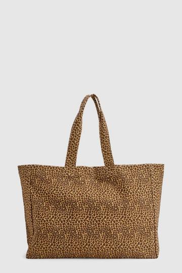 Multi Leopard Print Oversized Canvas Tote Bag