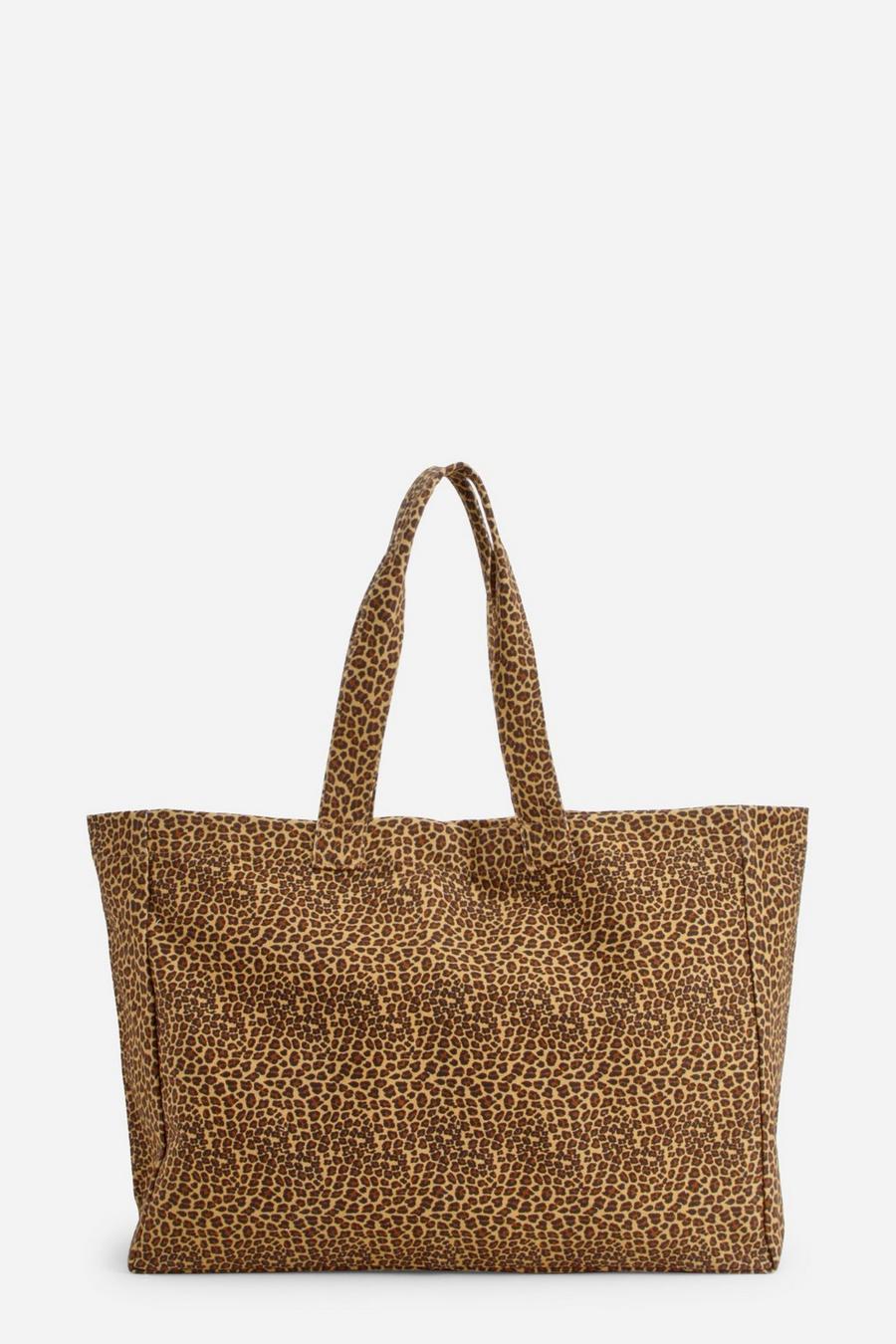 Leopard Print Oversized Canvas Tote Bag  