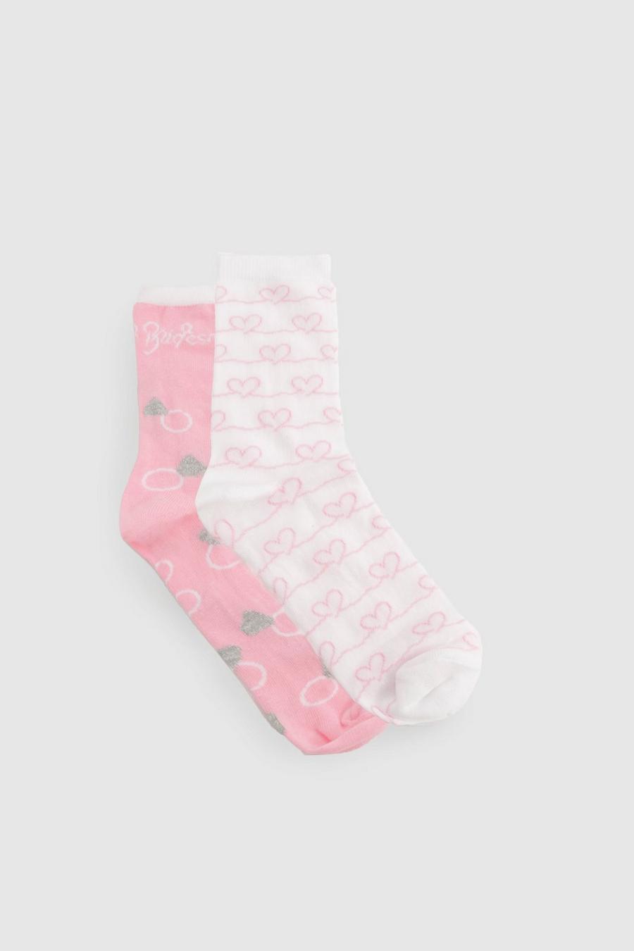 Pack de 2 pares de calcetines con estampado Bridesmaid, Pink image number 1