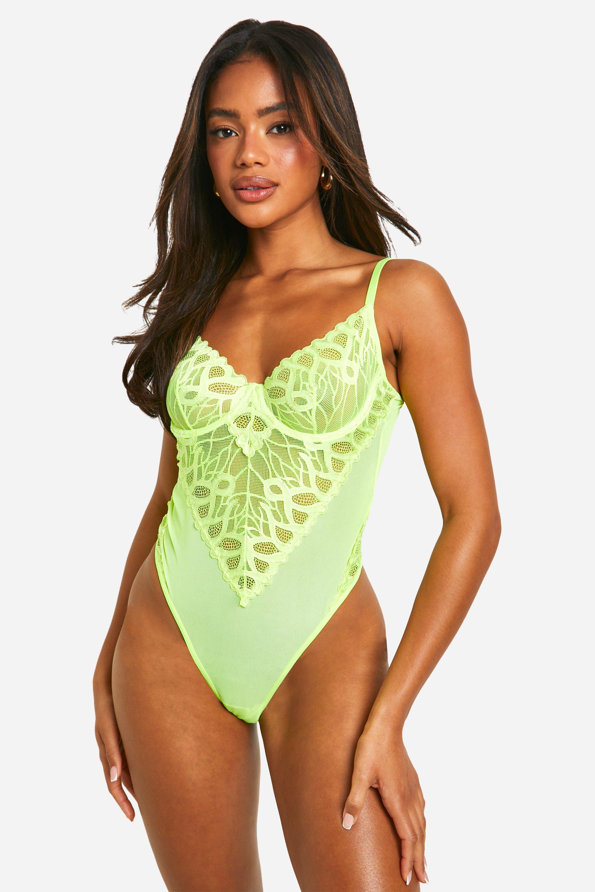 Neon Mesh Panel Bodysuit boohoo USA