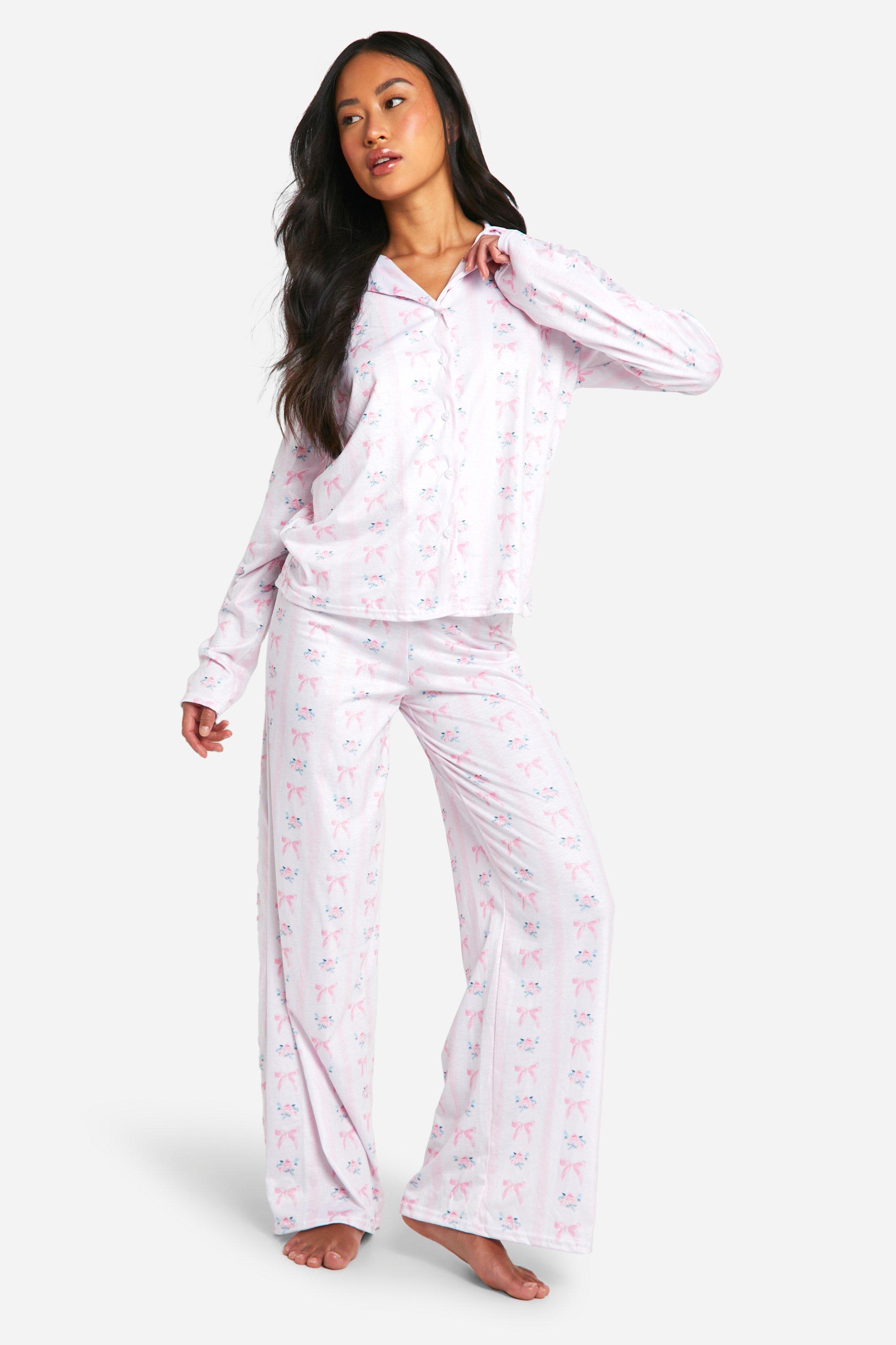 Bow Print Button Up Pjs