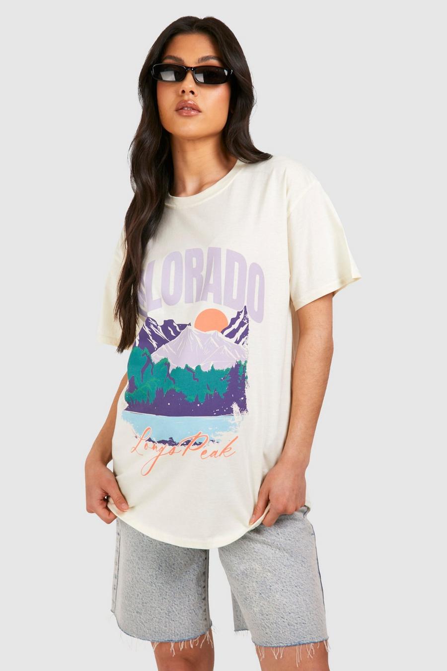 T-shirt Premaman oversize con stampa Colorado, Stone image number 1