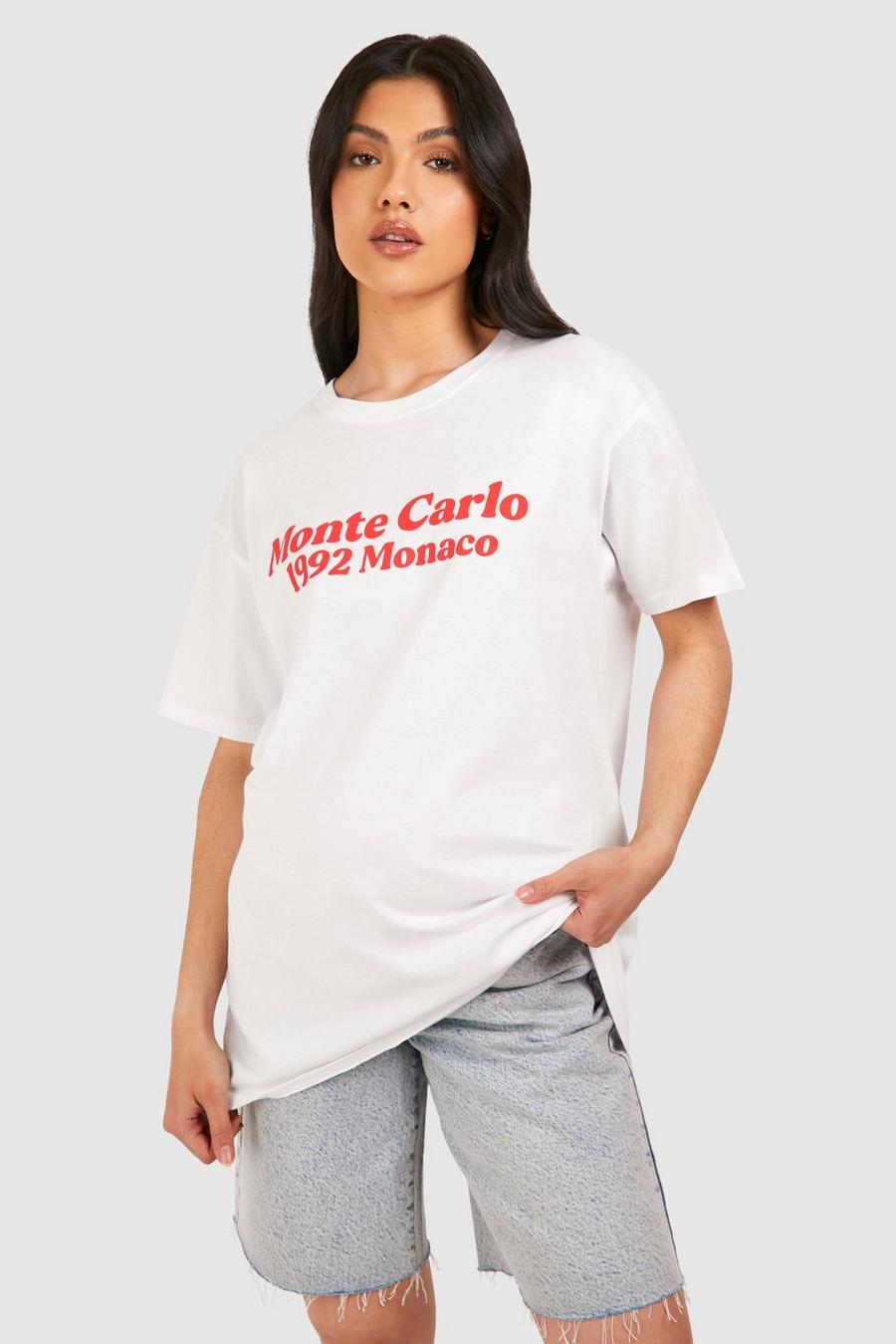 T-shirt Premaman oversize con stampa Monte Carlo, White image number 1