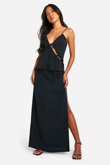 Side Split Maxi Skirt black